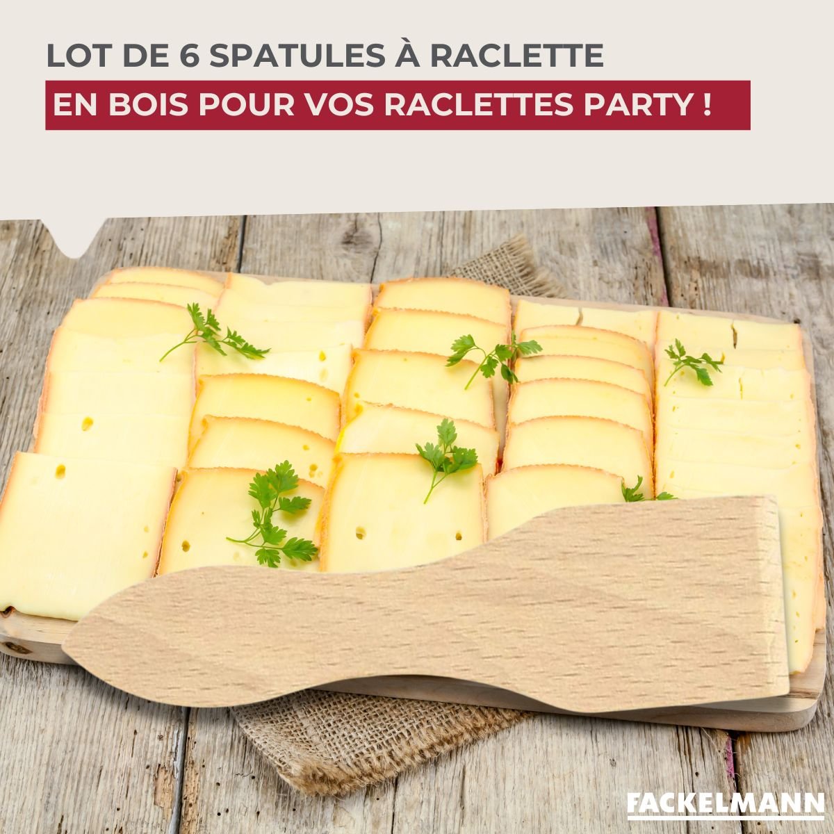 Ensemble de 12 spatules à raclette en bois WOOD EDITION bois, FACKELMANN