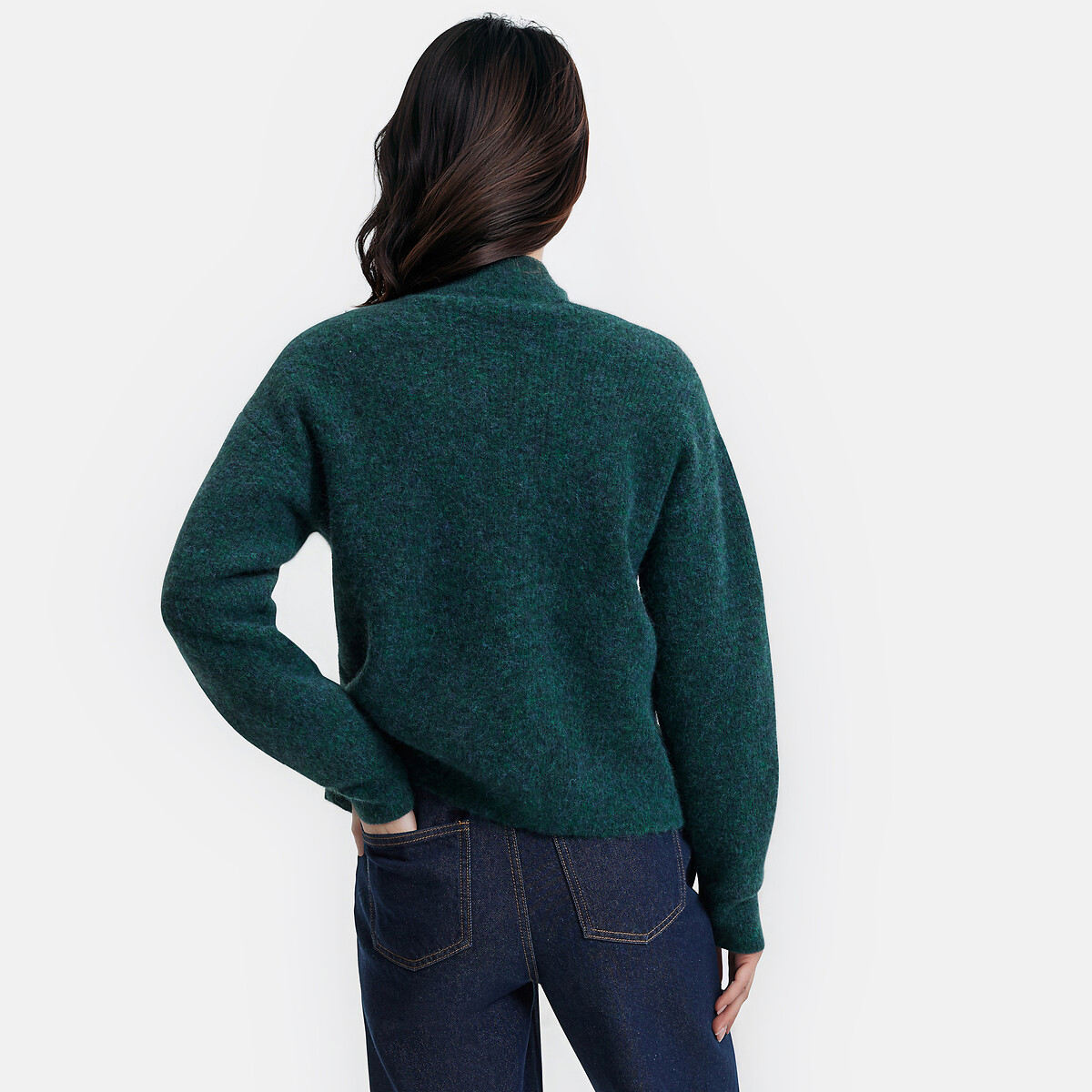 Gilet collo alto in grossa maglia verde smeraldo, LA REDOUTE COLLECTIONS