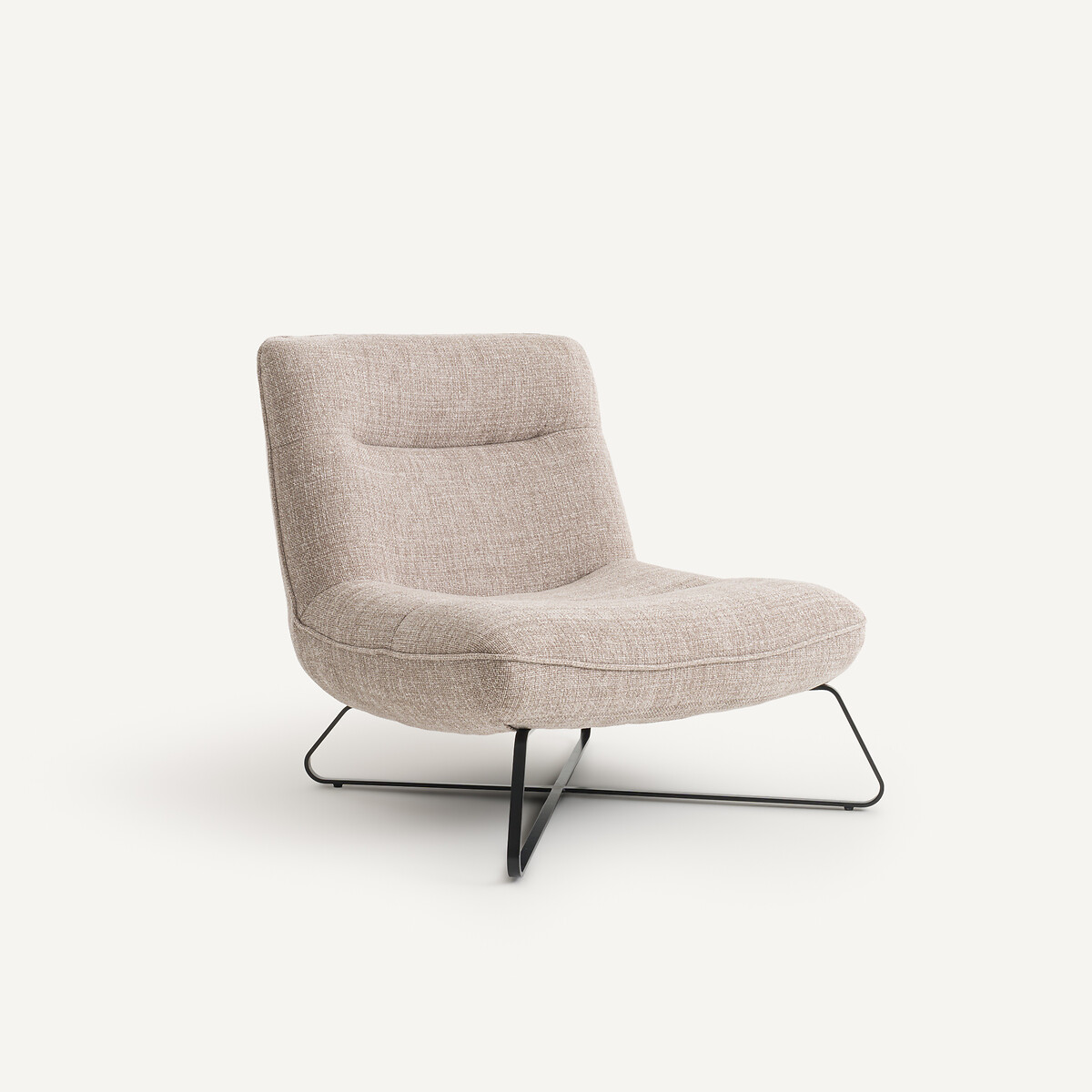 Fauteuil en tissu texturé chiné, HELMA marron glacé, AM.PM