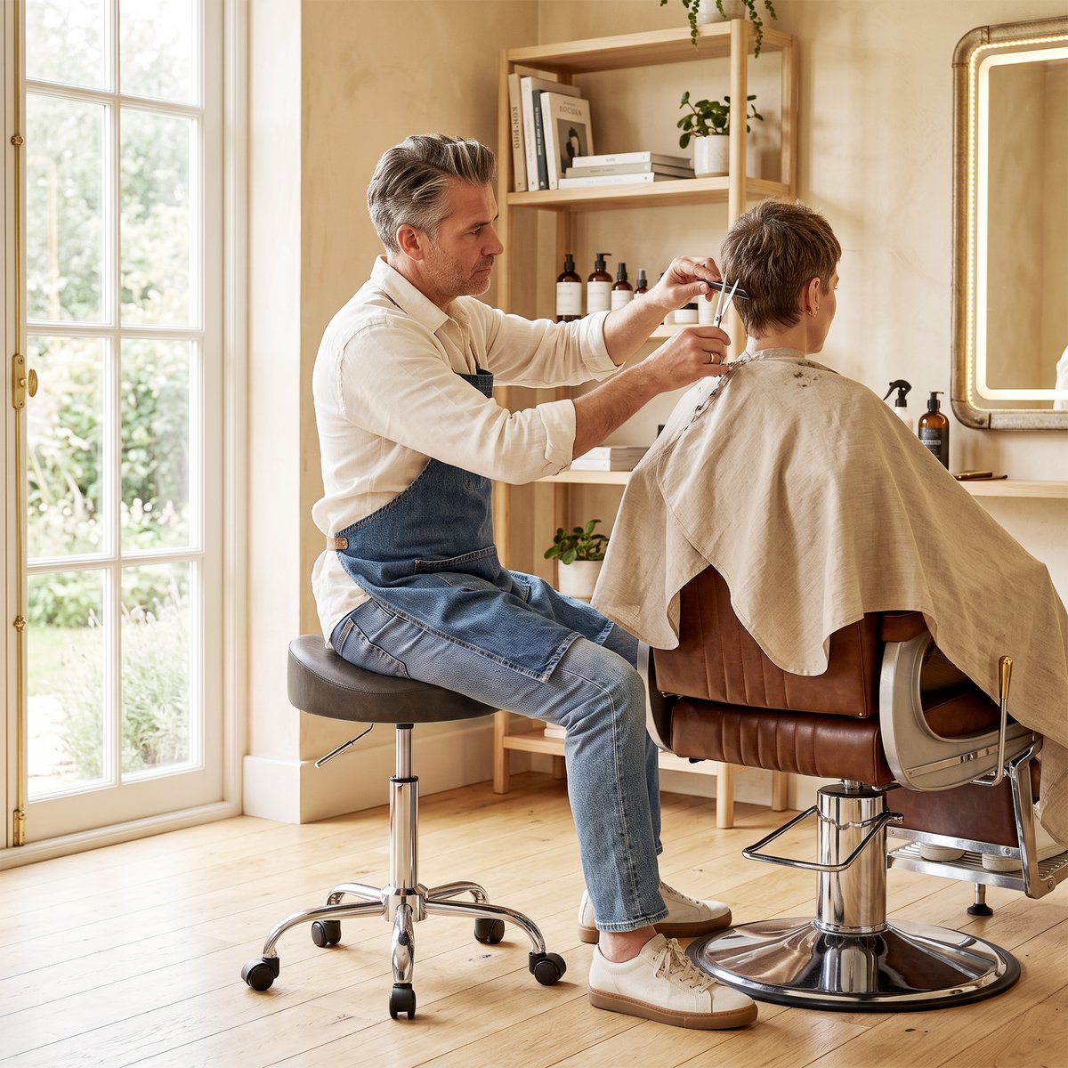 Tabouret de salon PU (65 % polyuréthane marron, HOMCOM