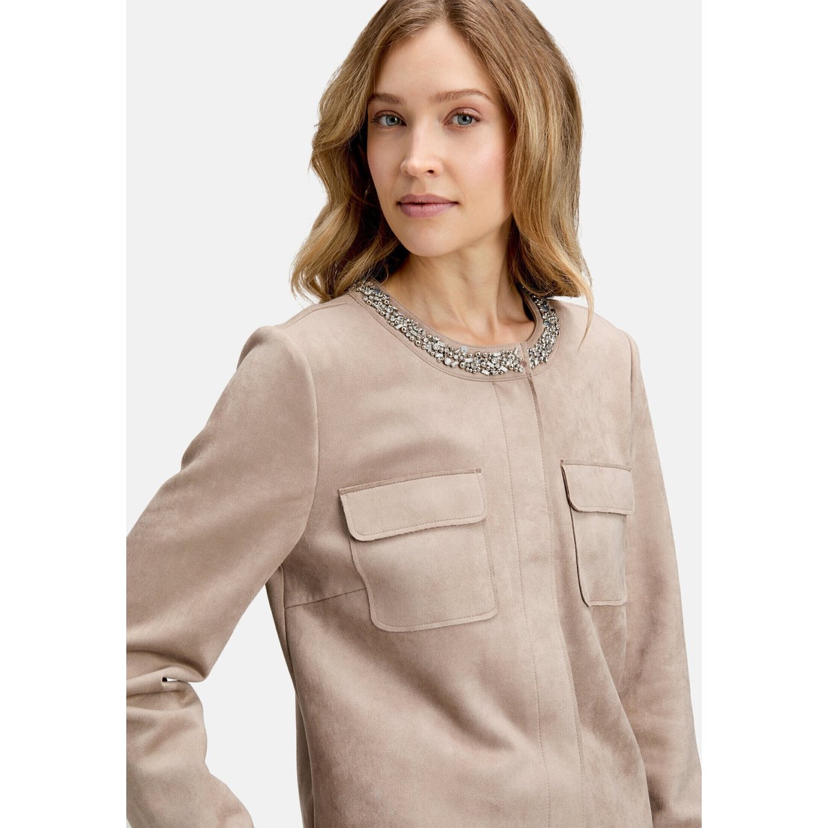 Veste blazer à poches plaquées taupe, BETTY BARCLAY