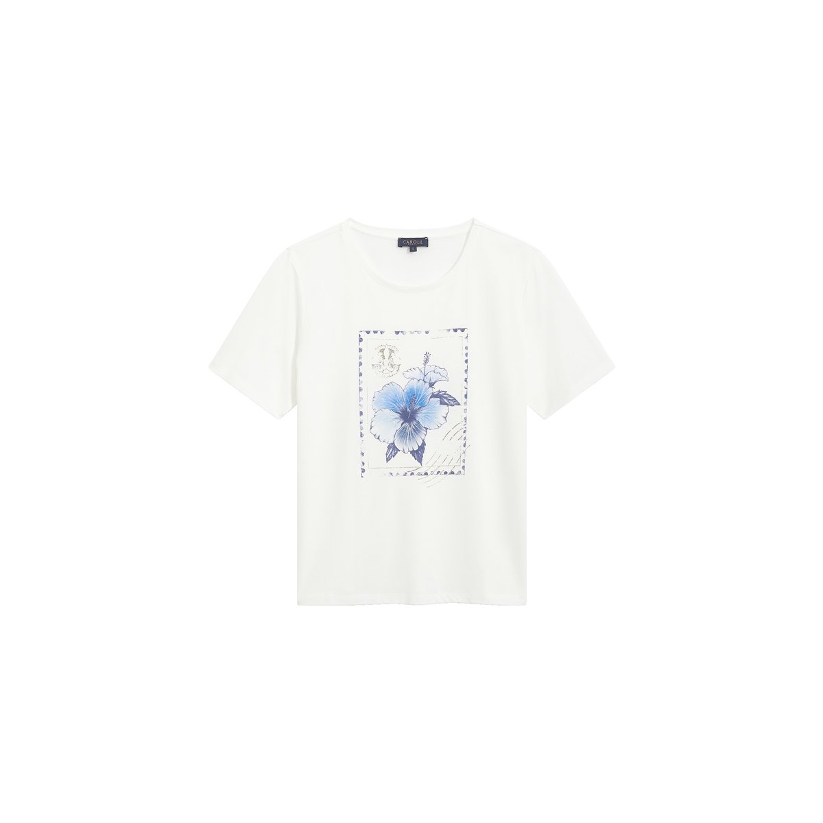 T-shirt droit col rond TIM-STAMP bleu marine, CAROLL