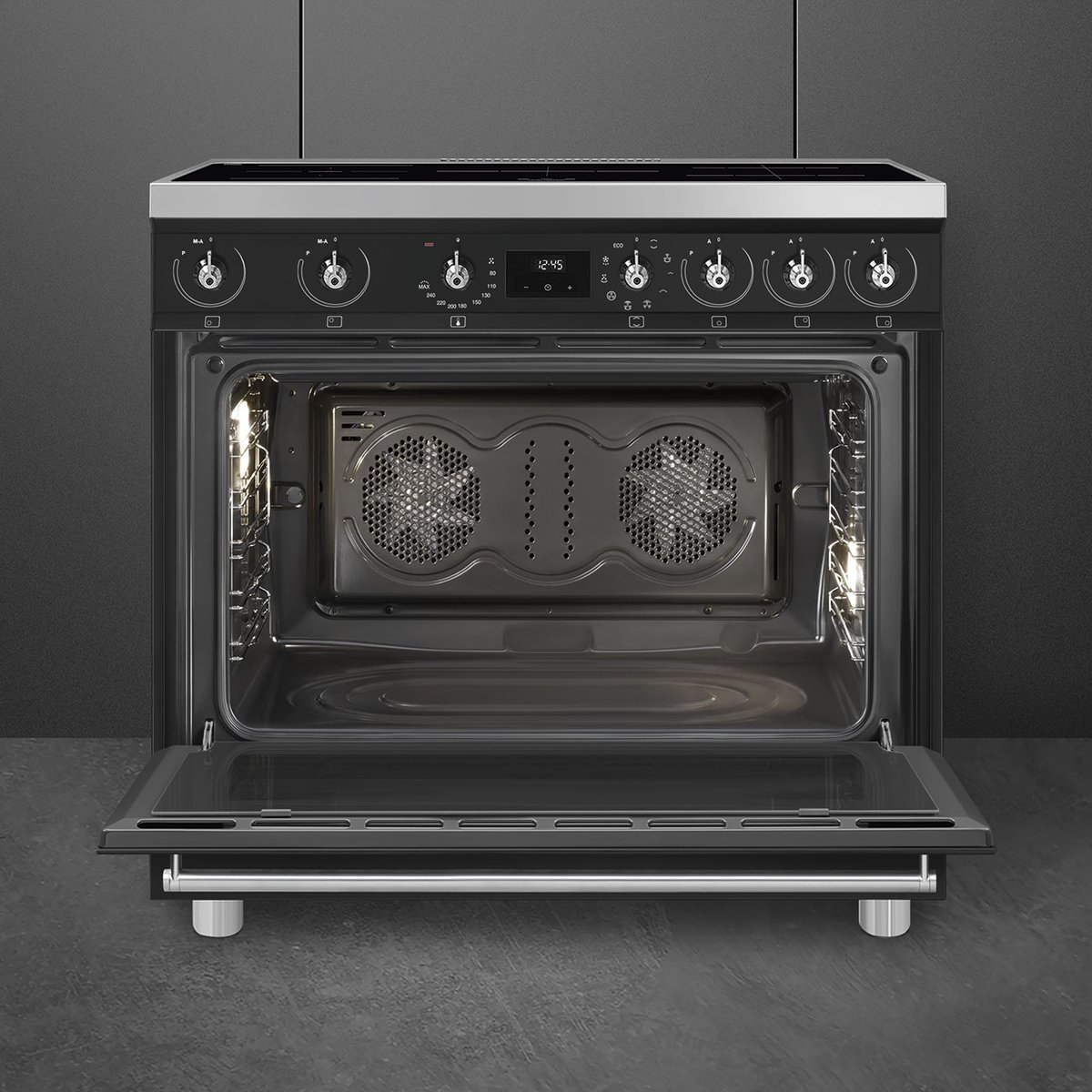 Piano de cuisson induction 5 feux 90 cm C9IM noir mat, SMEG