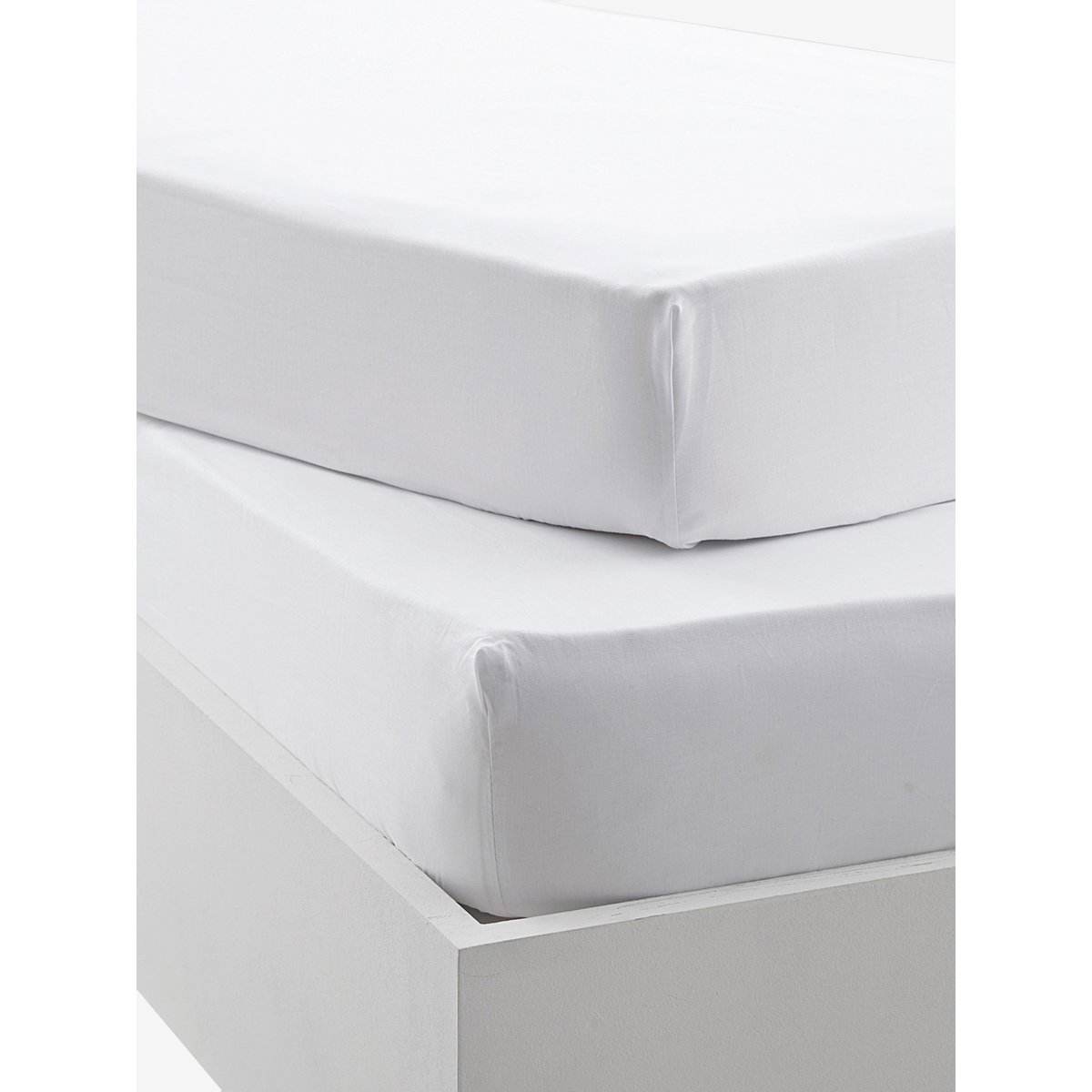 Lot de 2 draps-housses BIO COLLECTION blanc, VERTBAUDET