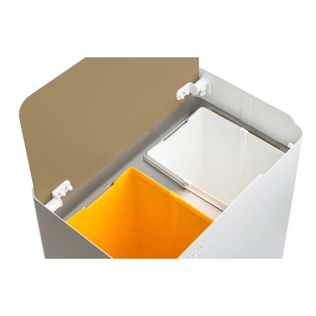 Poubelle cuisine ergonomique, 2 x 20 litres, ECOBOX NOA sable, DON HIERRO
