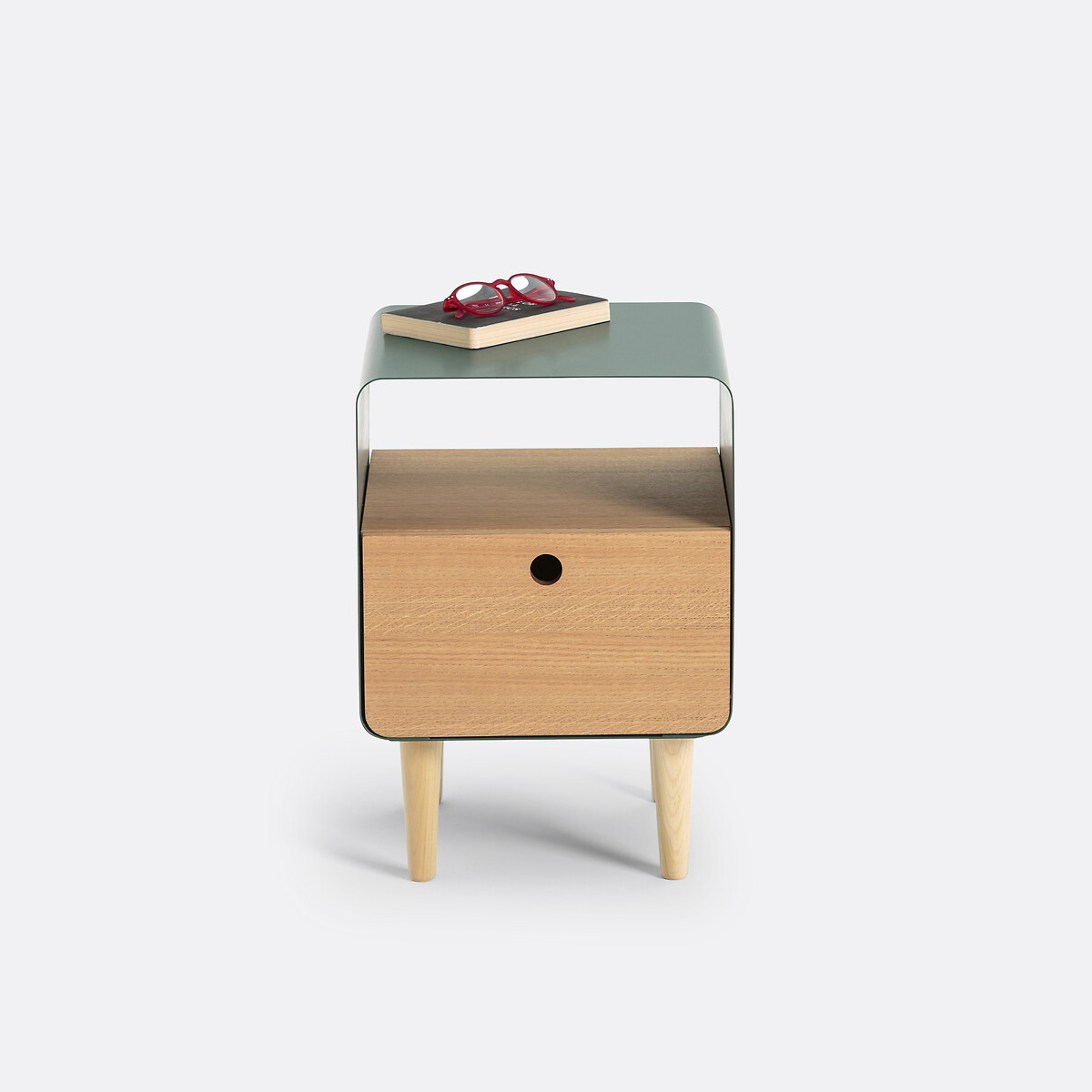 Chevet plaqué frêne et métal acier, Joris vert/bois, LA REDOUTE INTERIEURS
