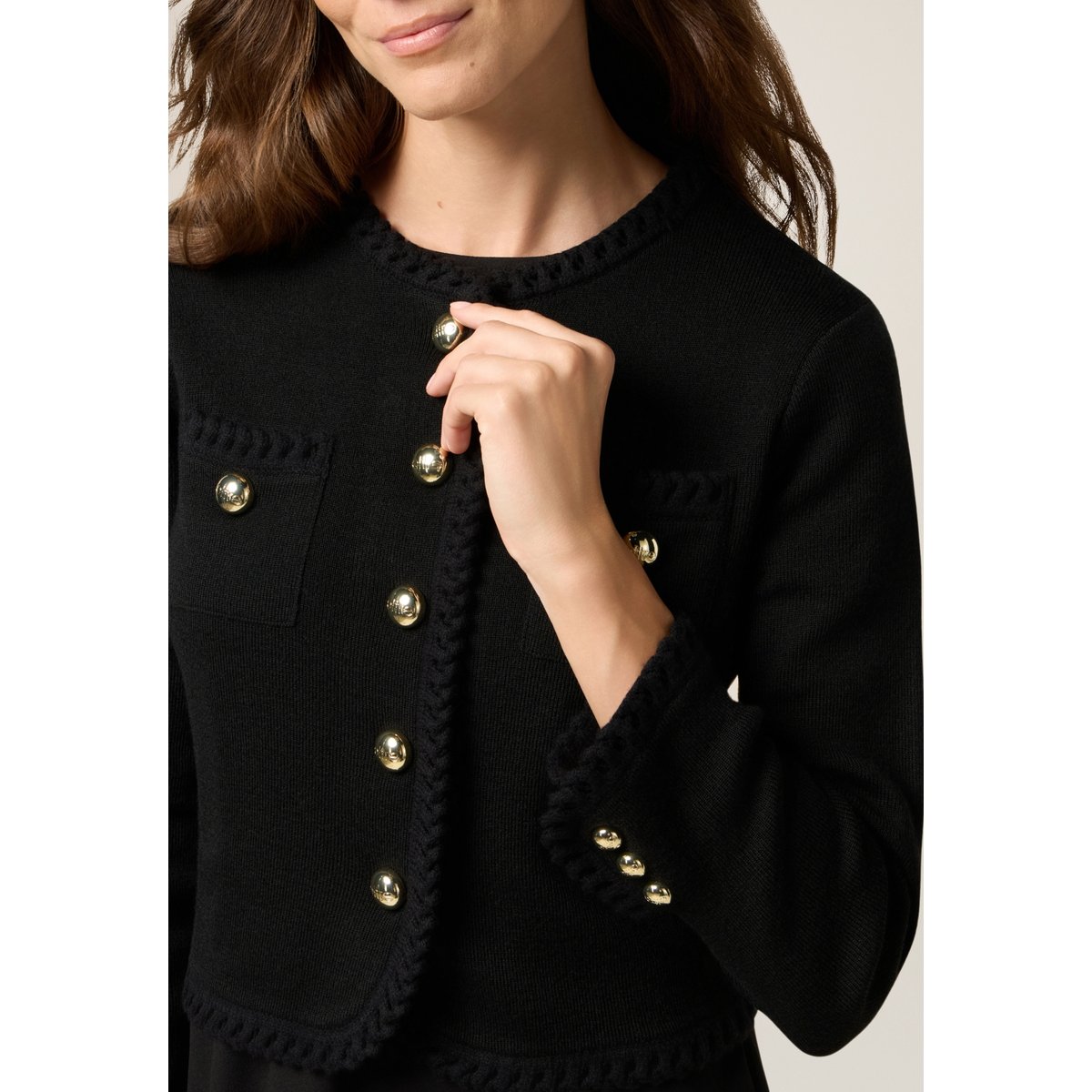 Veste avec bordures travaillées noir, OLTRE