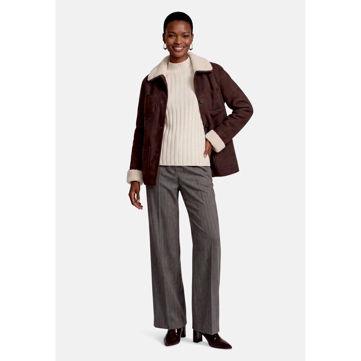 Veste casual à poches plaquées patch brown/beige, ZERO