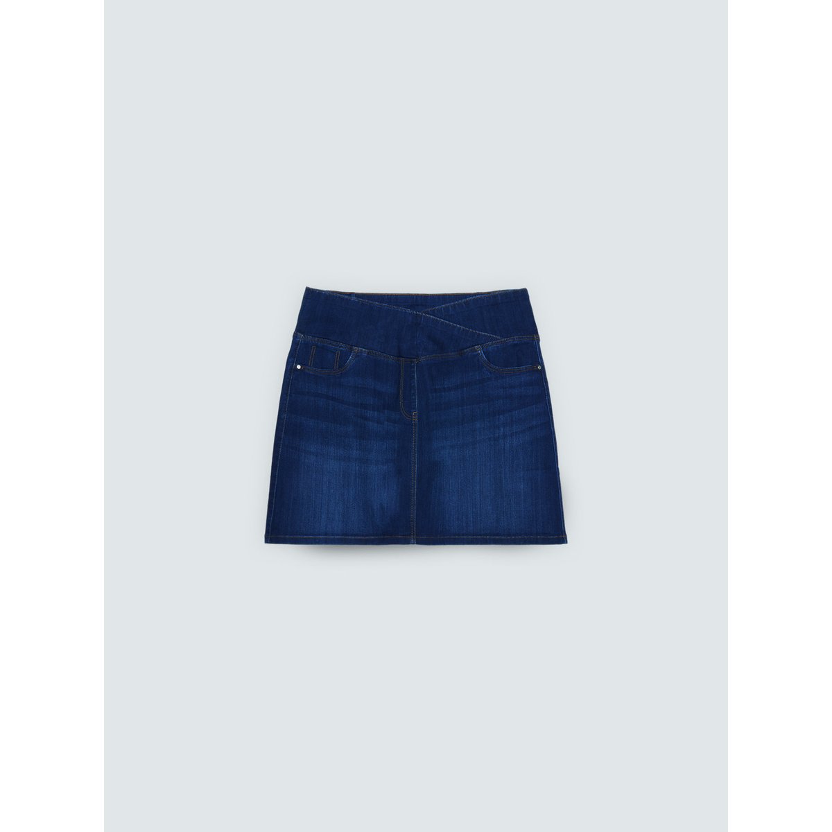 Mini-jupe en denim ligne A bleu, FIORELLA RUBINO