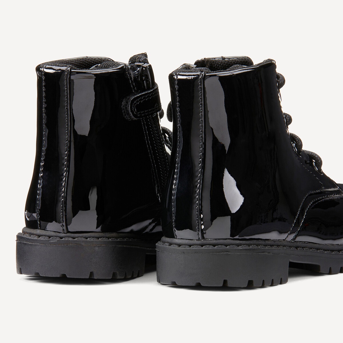 Bottines vernis zippées et à lacets noir, LA REDOUTE COLLECTIONS