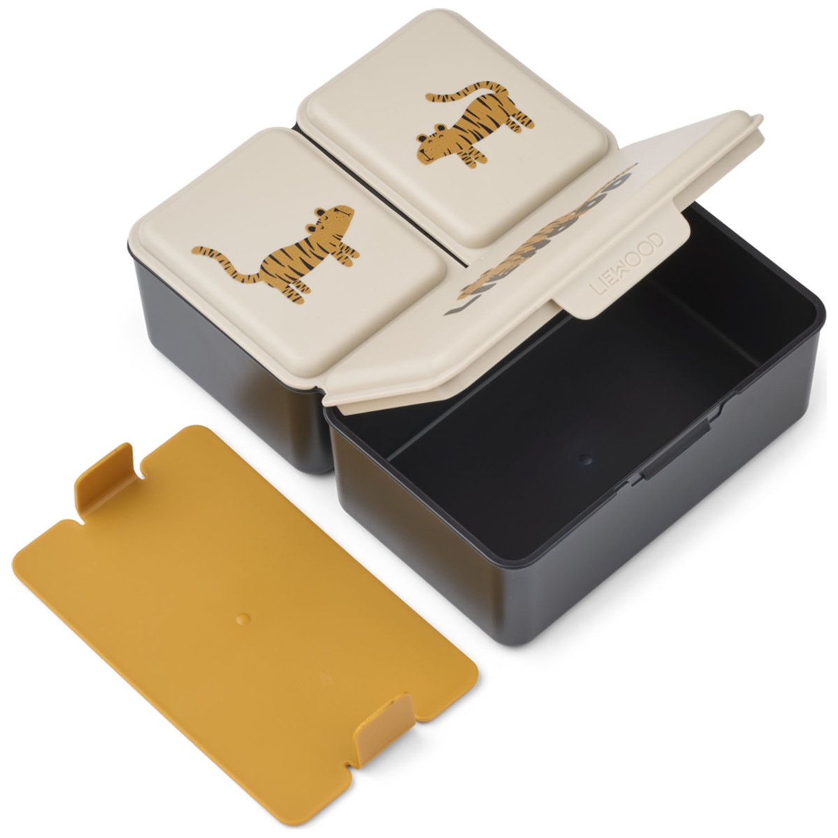Lunch box à compartiments Driss bleu, beige, jaune, LIEWOOD