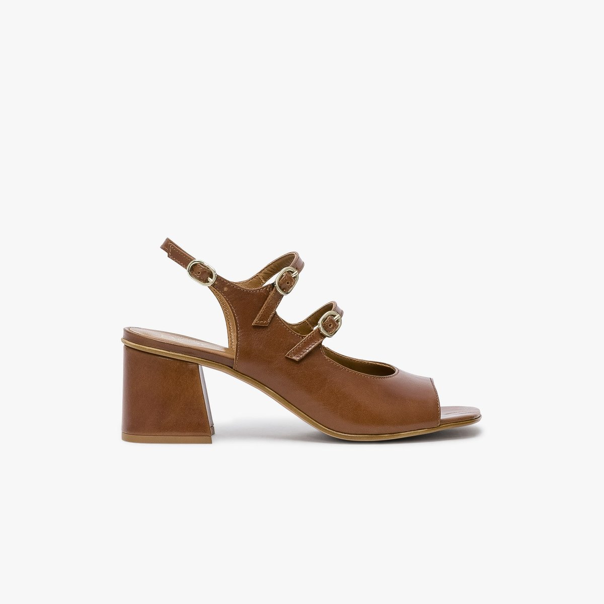 Sandale À Talon en cuir HADDA camel cognac, BOCAGE