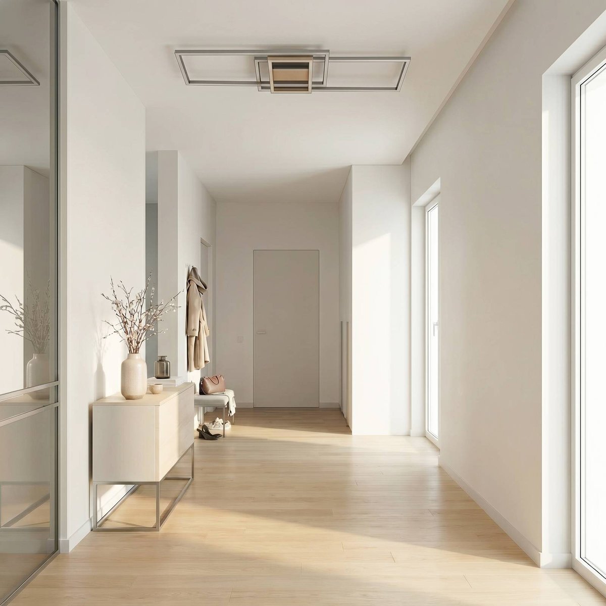 Plafonnier en aluminium moderneLED, Mairin nickel mat, LINDBY