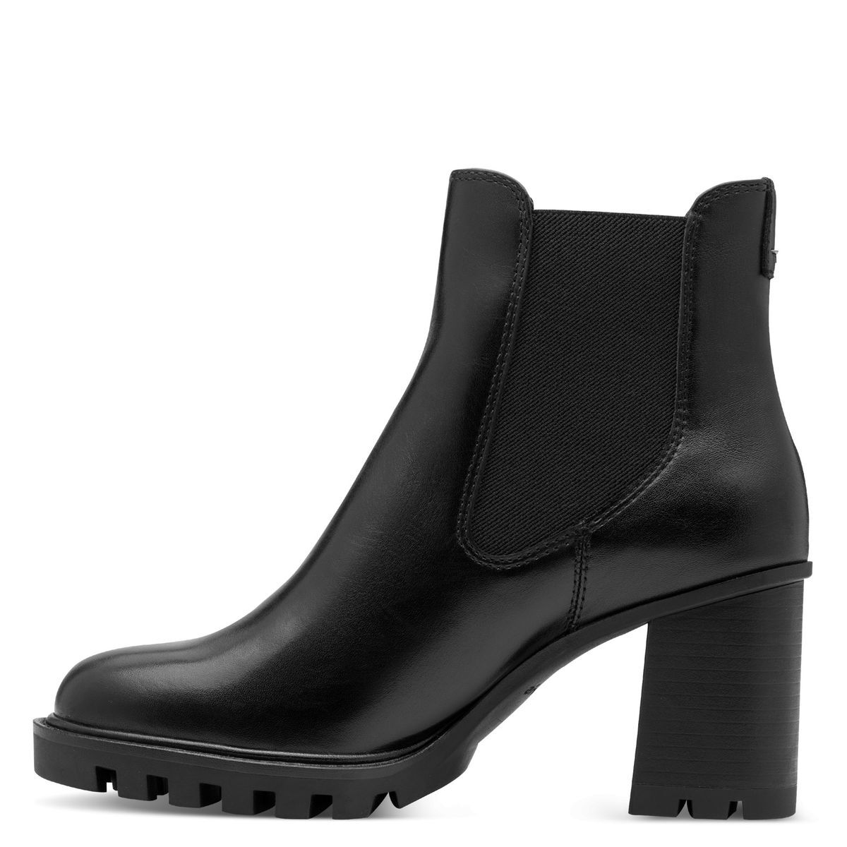 Bottine Chelsea en cuir noir mat, TAMARIS