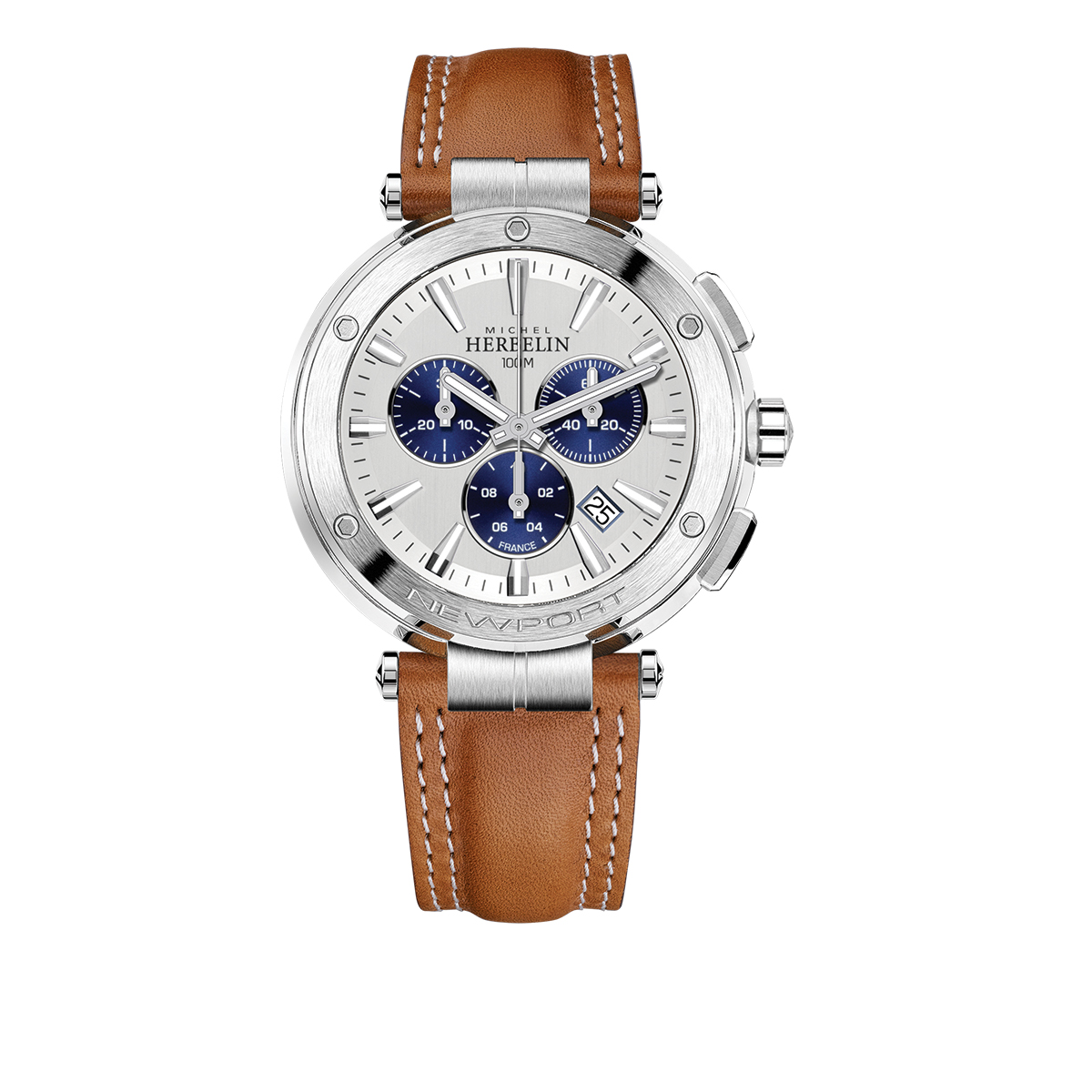 Montre Analogique NEWPORT argenté argenté marron, HERBELIN