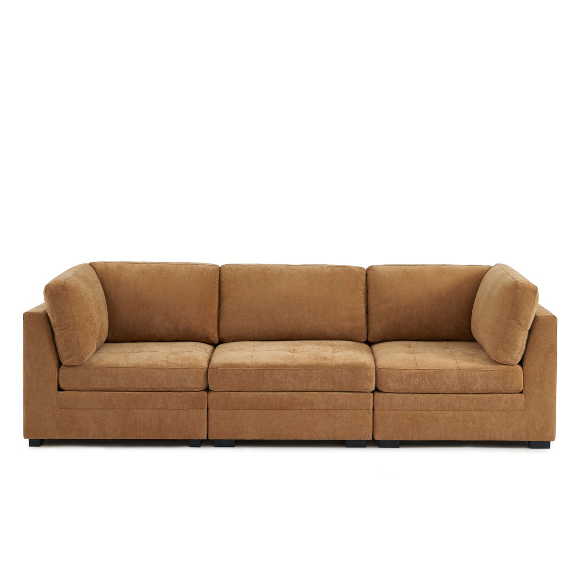 Canapé droit modulable 3 pièces en tissu BILLIE ecureuil, SORELH