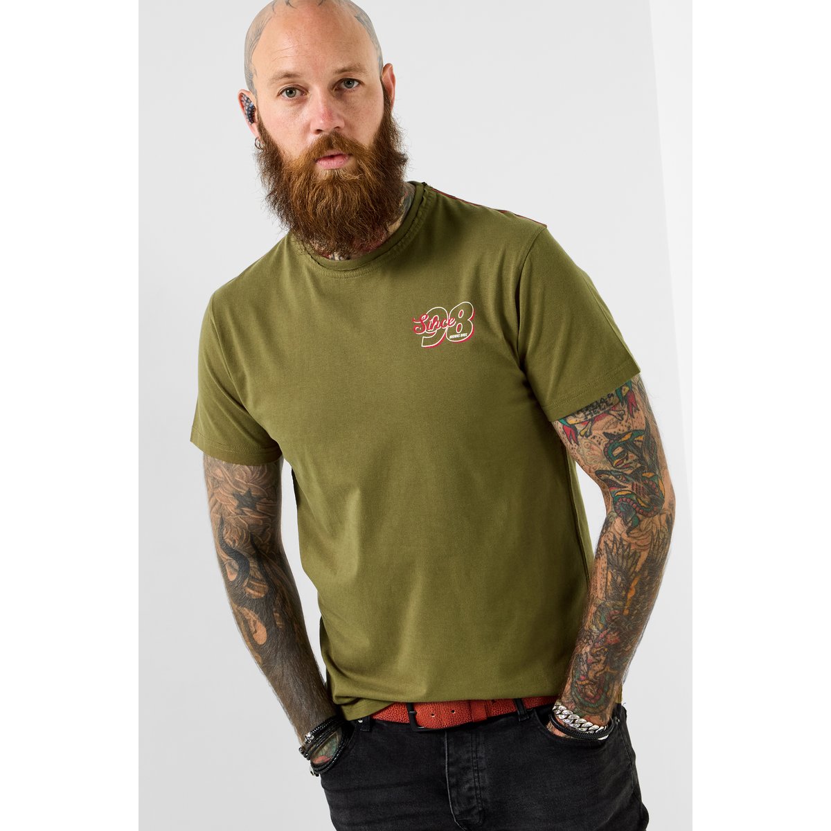 T-shirt graphique tigre d’inspiration japonaise vert, JOE BROWNS