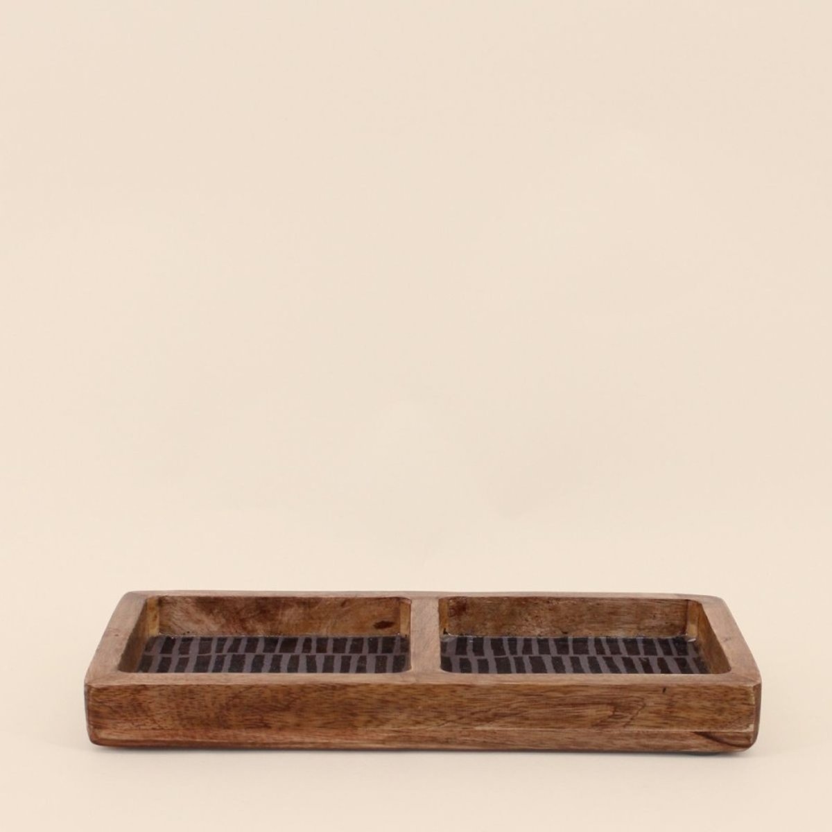 Plateau vide poche double en manguier 30x15cm naturel, ORNAMI