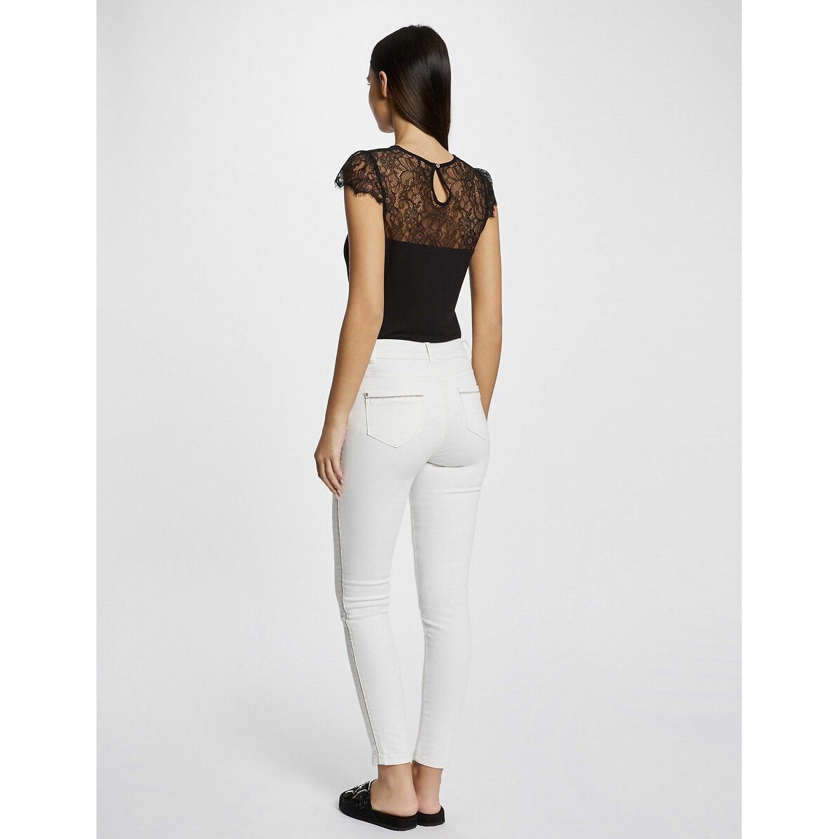 T-shirt col rond manches courtes noir, MORGAN