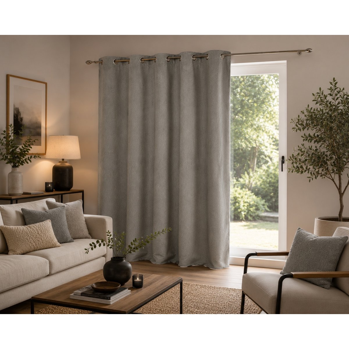 1 Rideau bouclette Wooly gris, EDEN