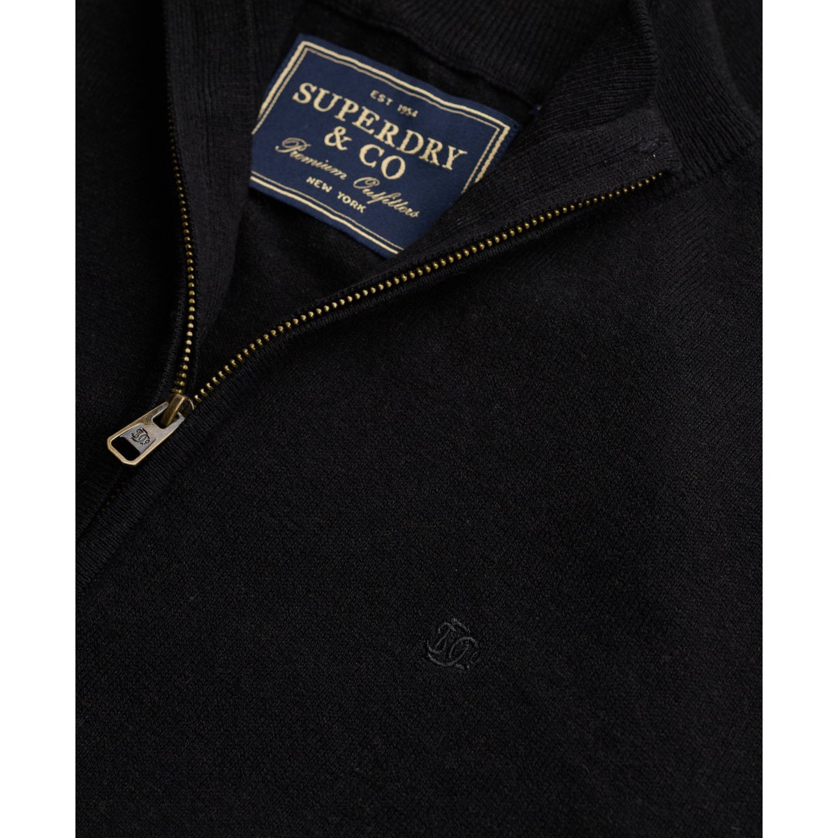 Pull Essential Laine Légère Coupe Ajustée vrai noir, SUPERDRY