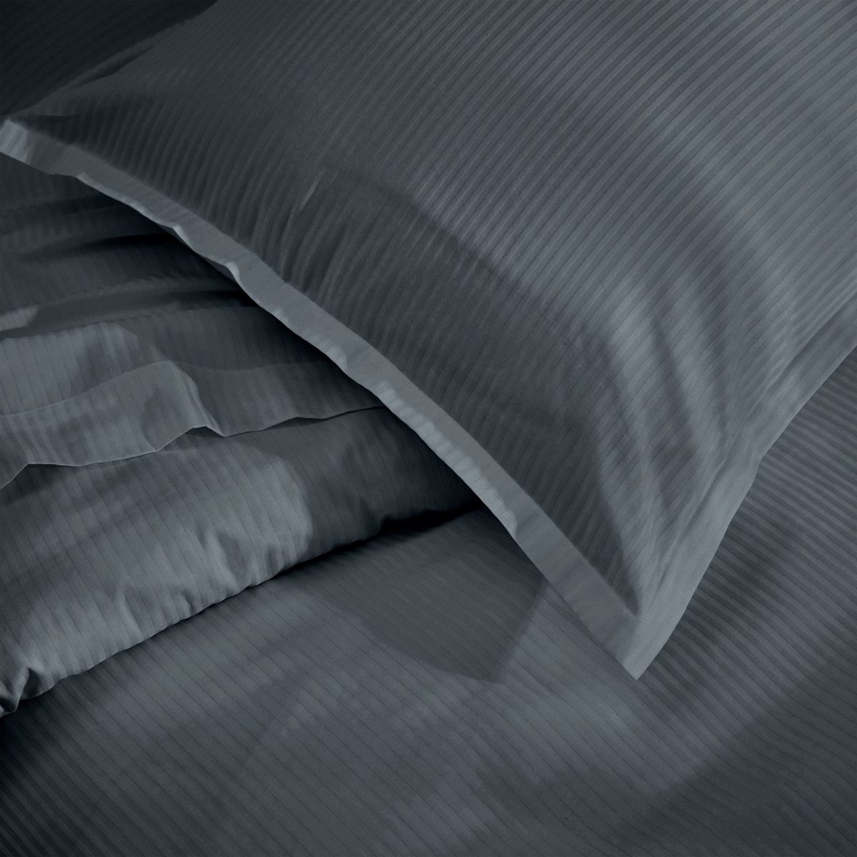 Drap satin de coton rayures ton sur ton gris, TRADILINGE