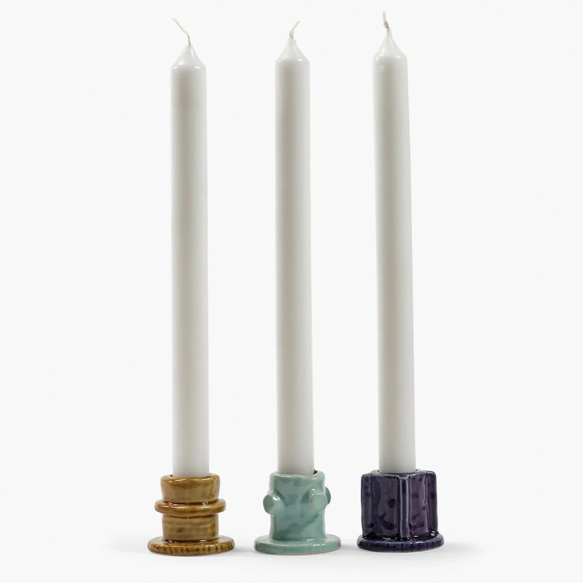 Lot de 3 bougeoirs en grès emaillé Molly 01 multicolore, SERAX