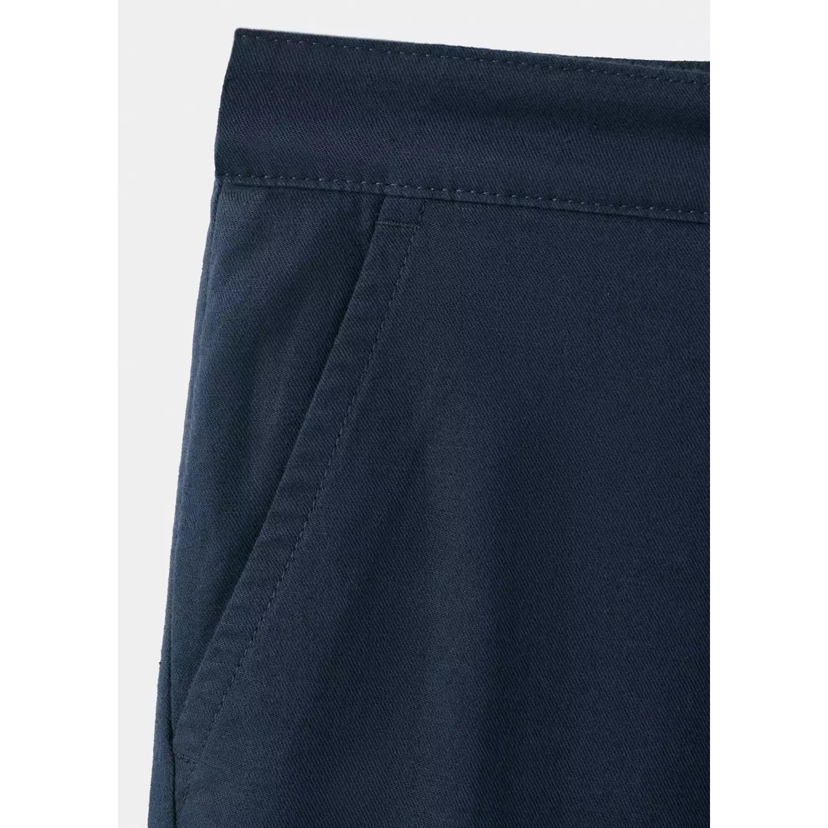Pantalon lin coton bouton bleu marine, MANGO TEEN