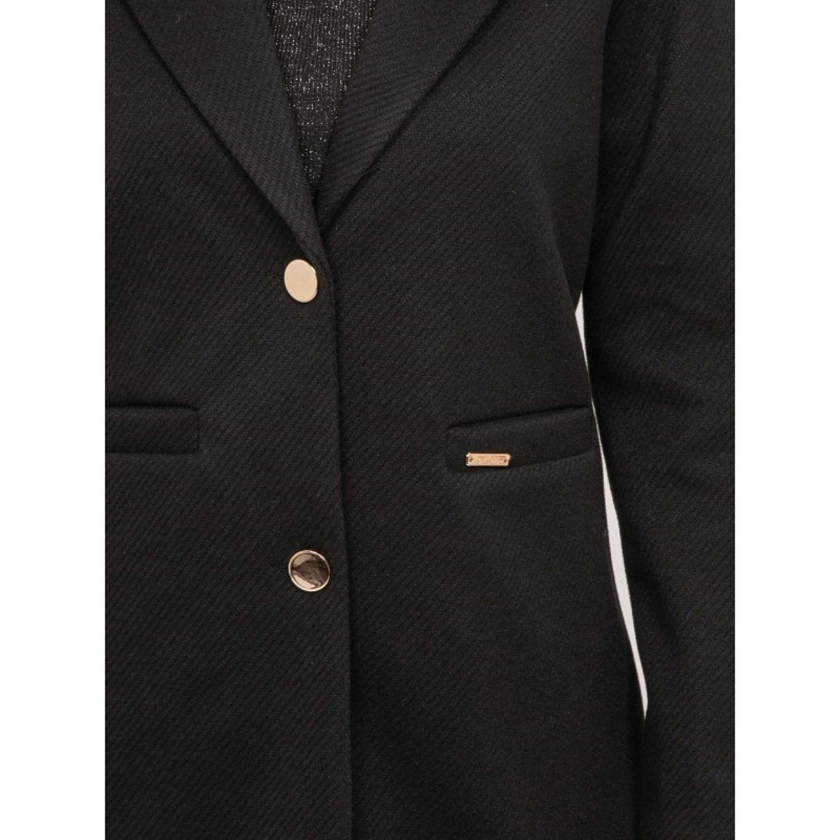 Manteau Mi-long Col Tailleur Boutons Dorés Ultema noir, DONA LISA