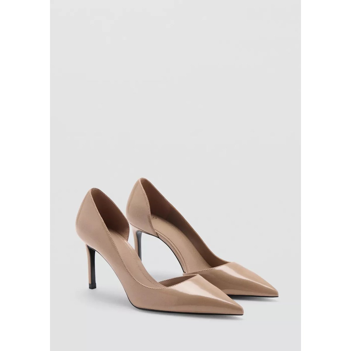 Chaussures à talon en cuir vernis nude, MANGO