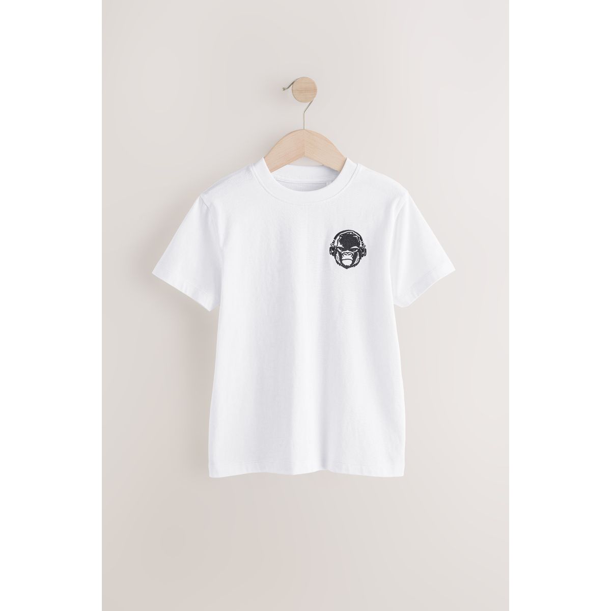 T-shirt brodé à manches courtes, lot de 4 noir/blanc/gris marl/kaki, NEXT