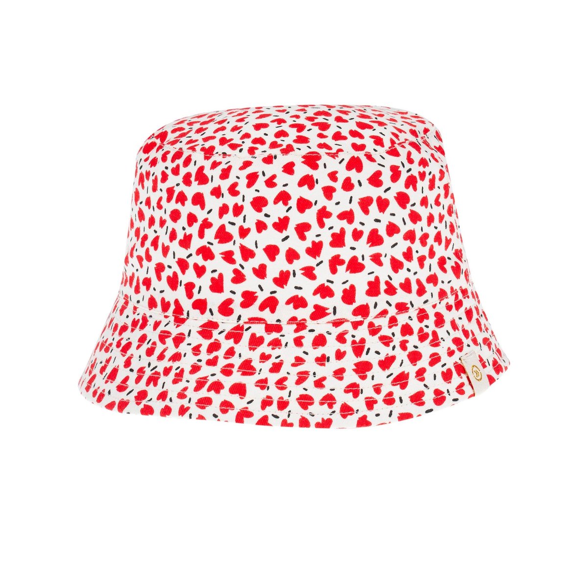 Bob 100% coton, ajustable 50 à 56 cm, protection soleil uv, 4-8ans rouge coeurs, ISOTONER