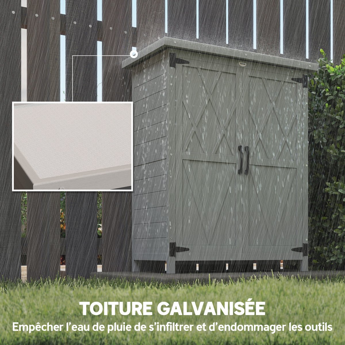Abri de jardin Bois de sapin Gris gris, OUTSUNNY