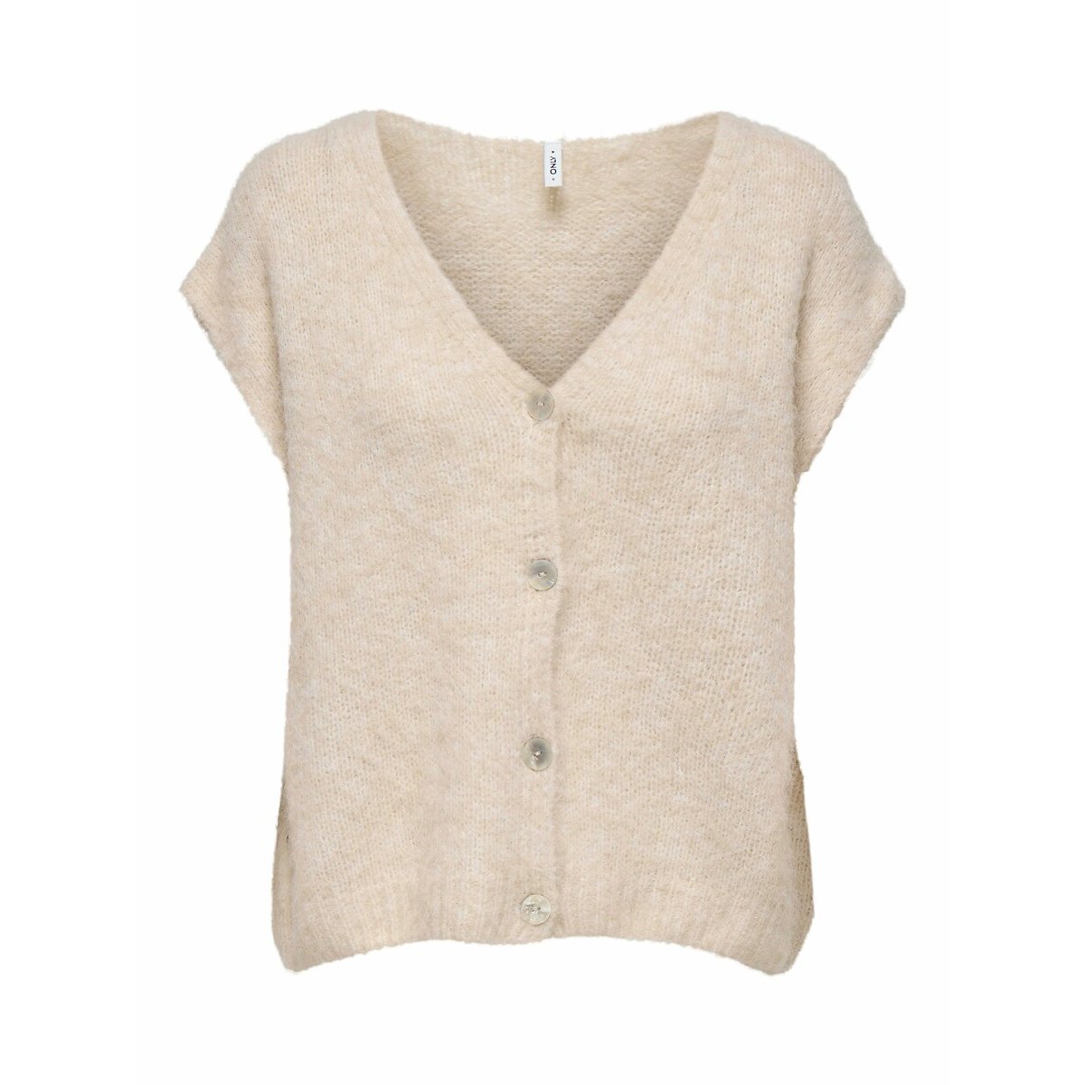 Gilet sans manches boutonné beige, ONLY