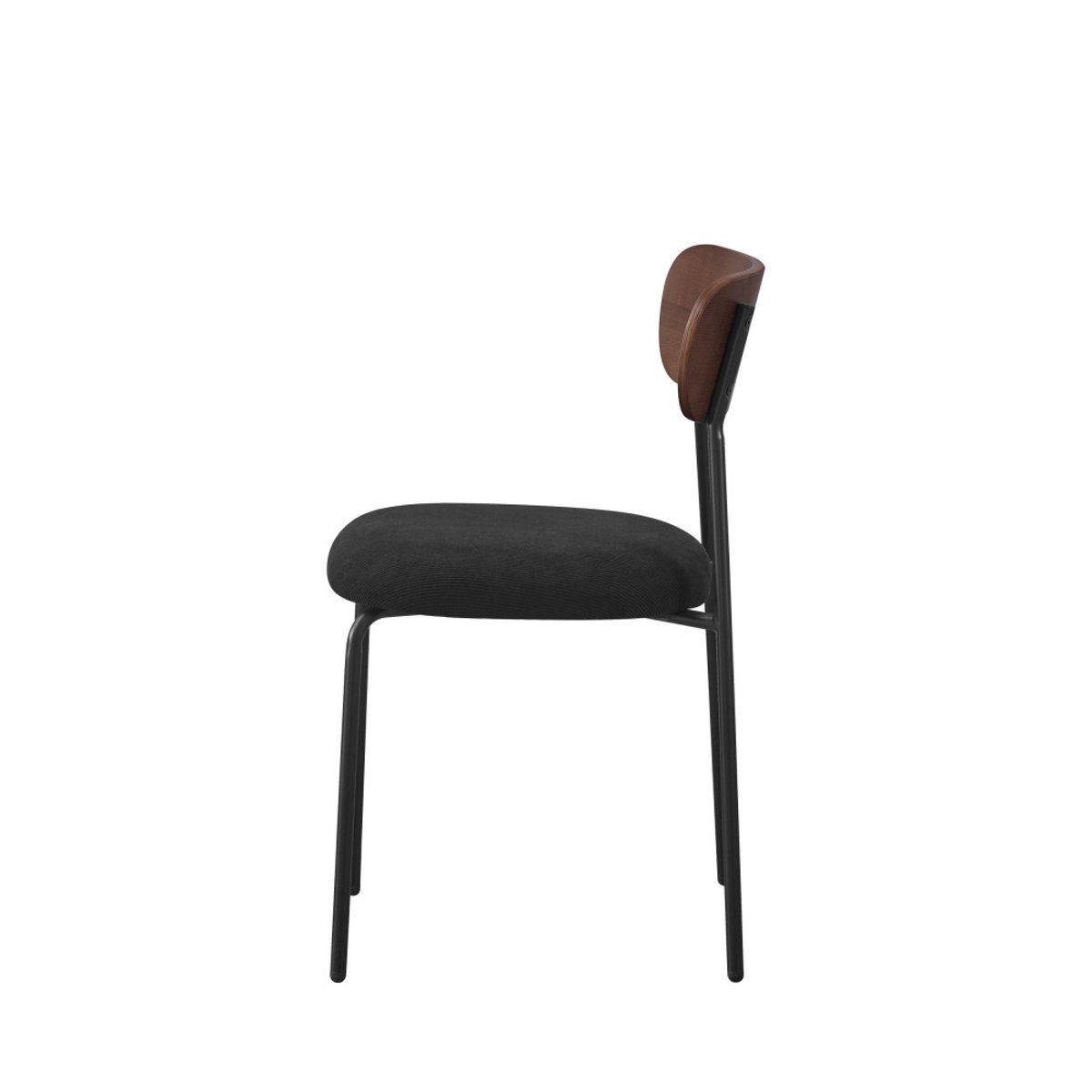 Lot de 2 chaises en bois foncé velours côtelé et métal- JESS noir, DRAWER