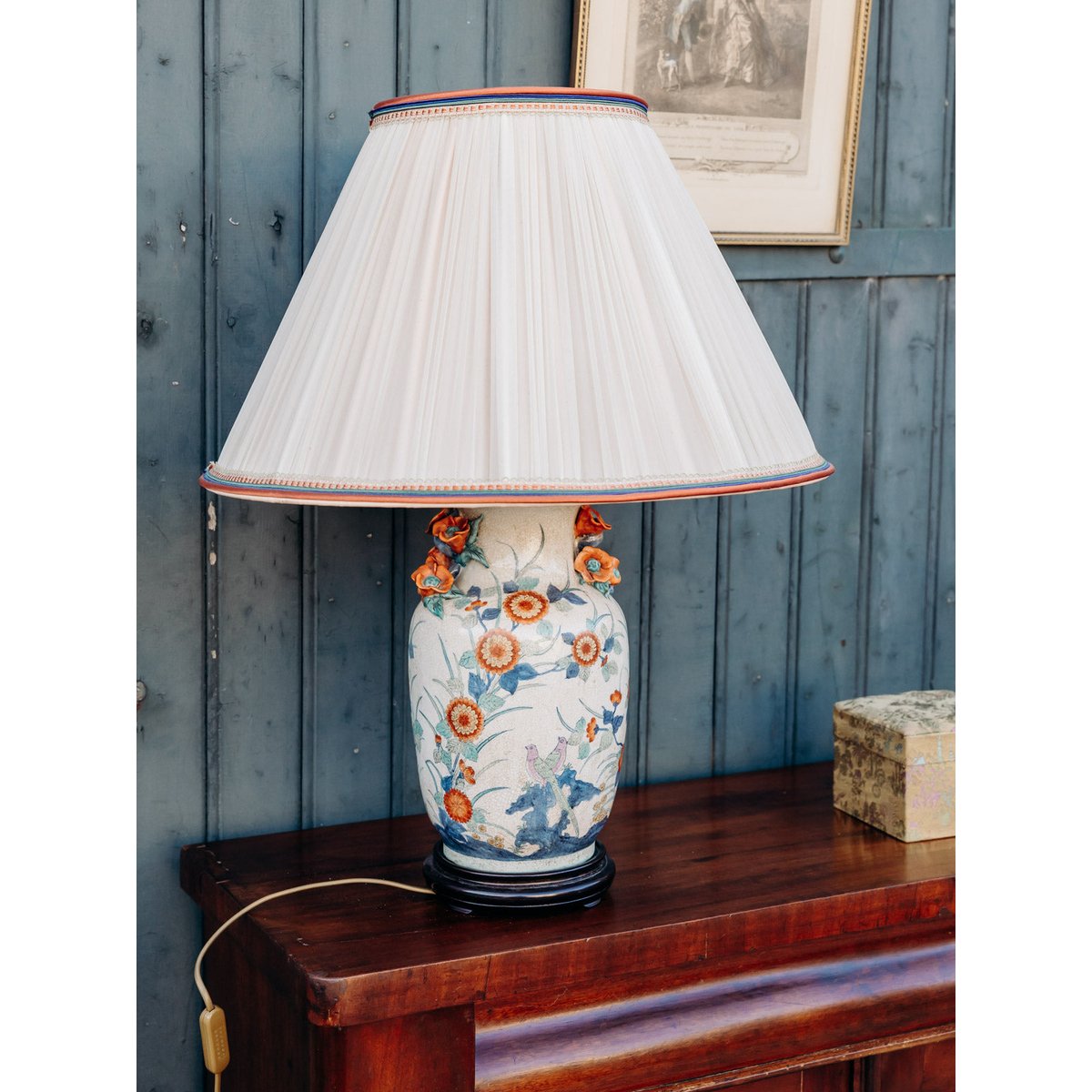 Lampe à poser en céramique Suzanne N°443 - Bon état beige, DEBONGOUT