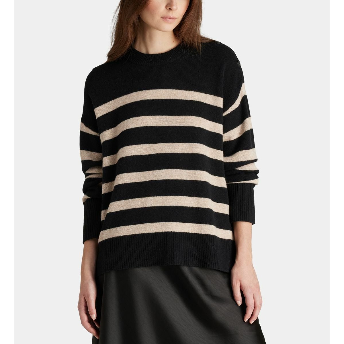Pull marinière daphnée en laine beige et noir, GALERIES LAFAYETTE
