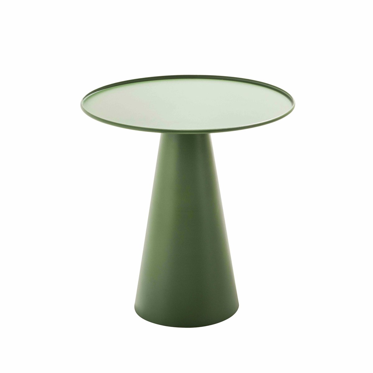 Lot de 2 tables basses rondes en acier, GOMBA vert cactus, OVIALA