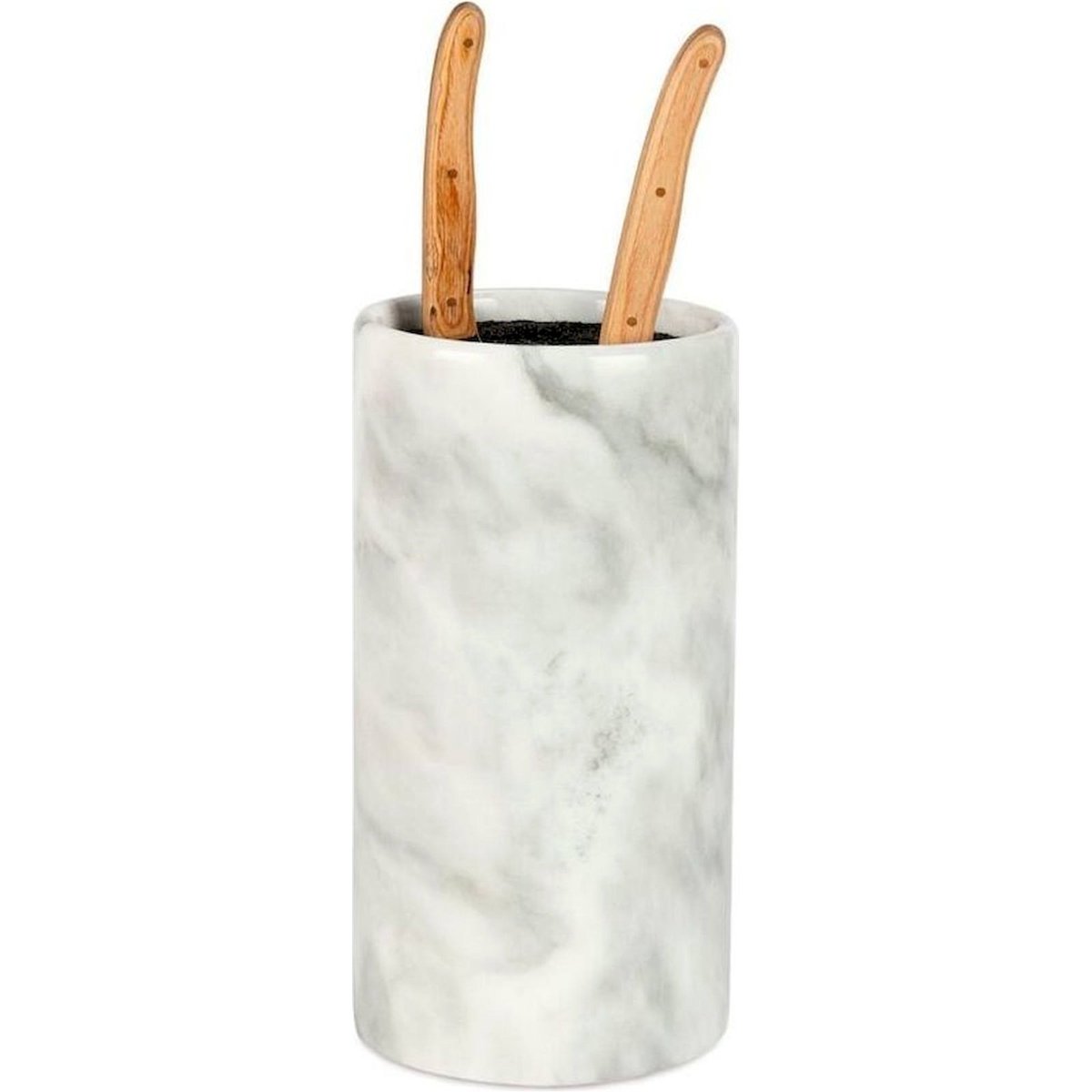 Porte-couteaux rond en marbre pour cuisine marbre blanc veiné gris, RECOLLECTION
