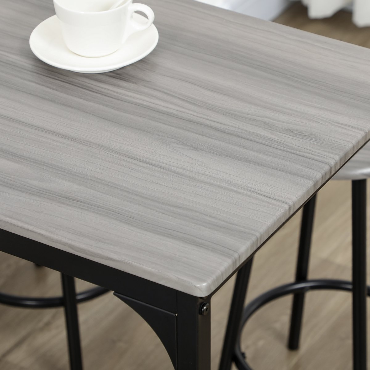 Ensemble de table de bar MDF Gris gris, noir, HOMCOM