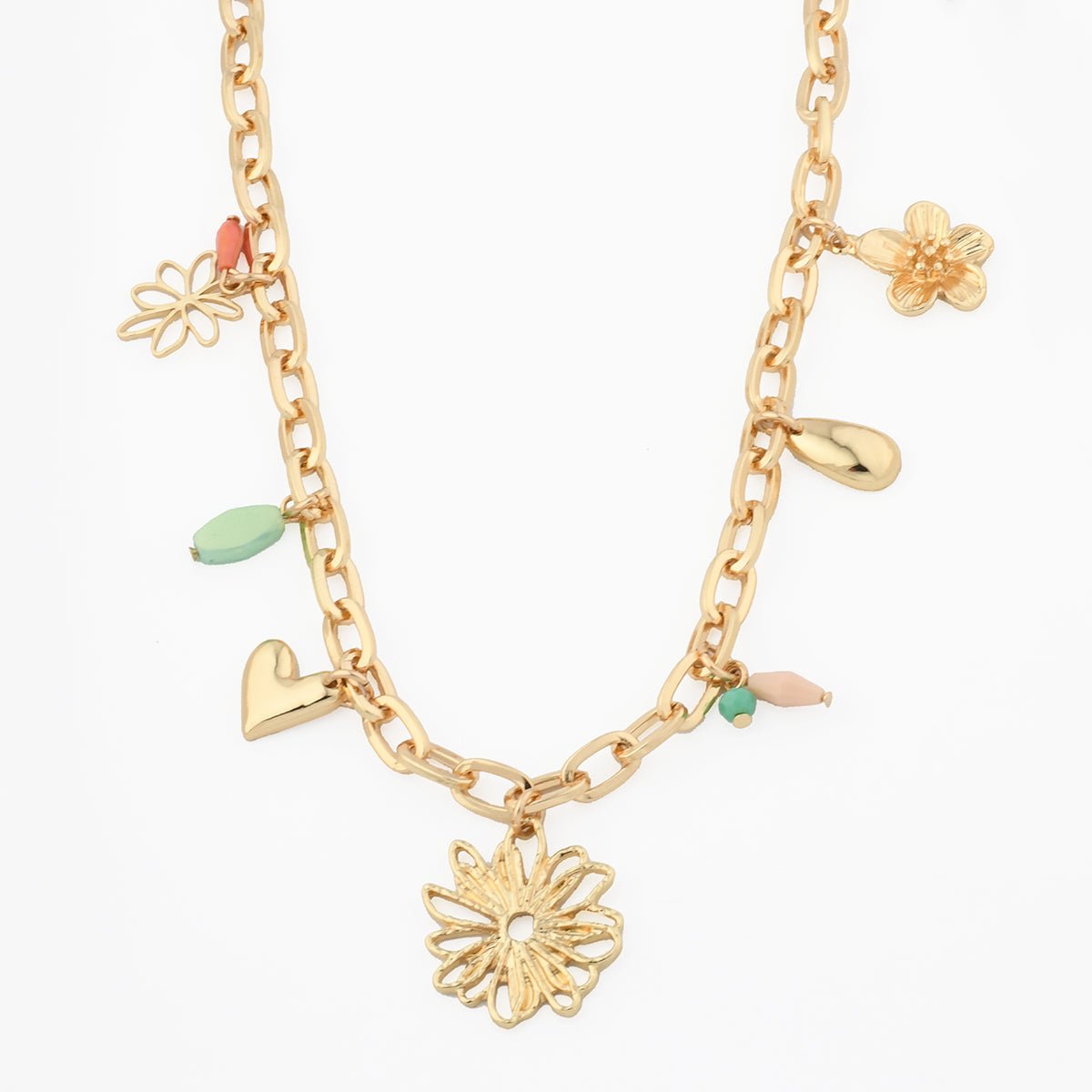 Collier chaîne à charms fleurs doré, BALABOOSTE