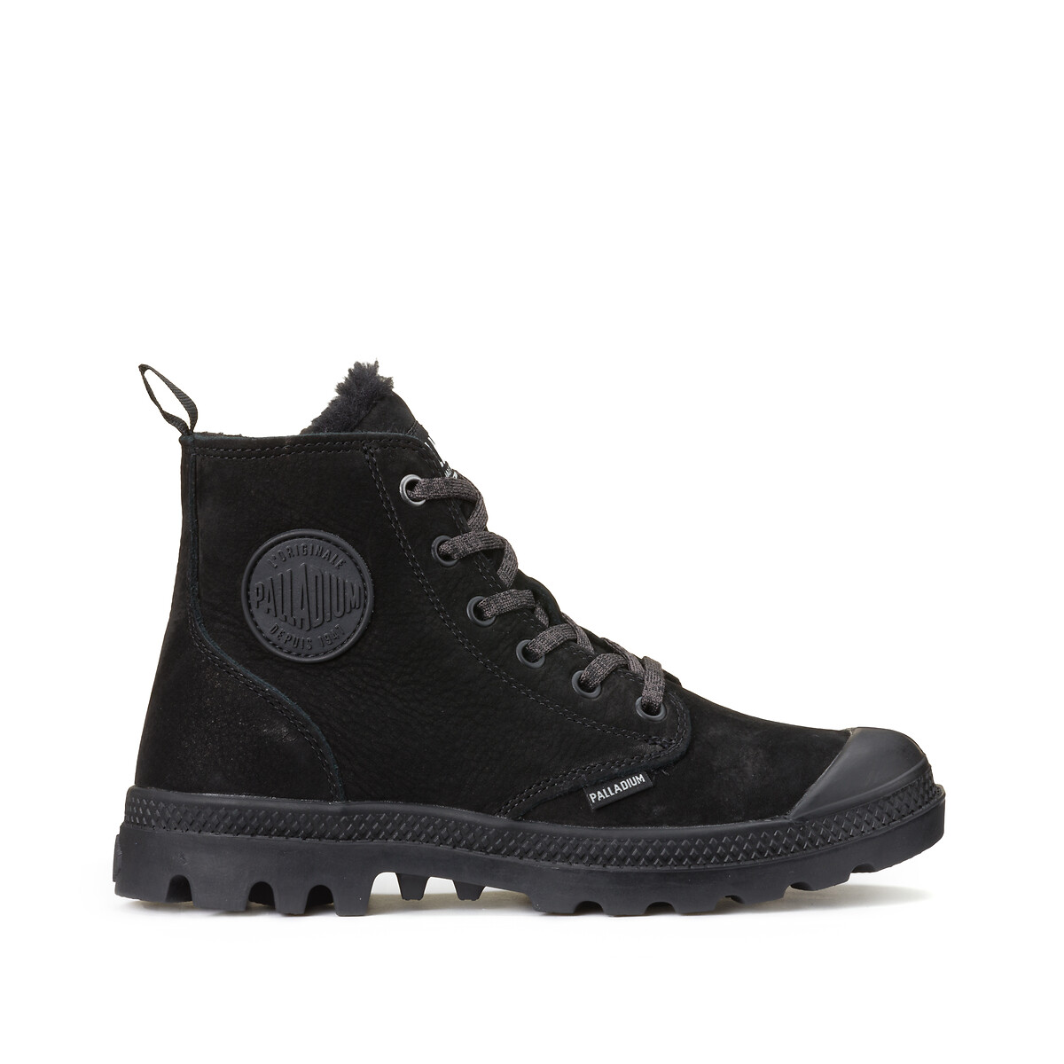 Stivaletti Pampa Hi Zip Wool foderati in pelle nero , PALLADIUM