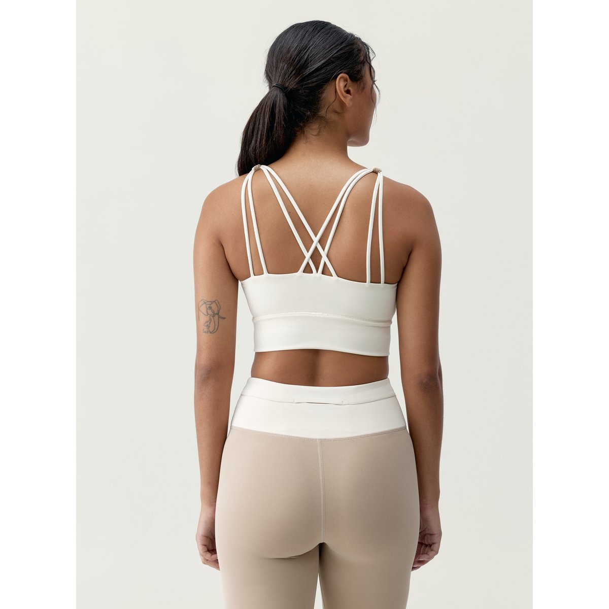 Brassière de sport femme Sutra Maintien moyen bretelles beige crème, BORN