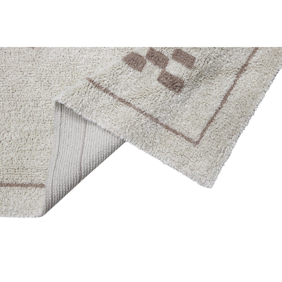 Tapis lavable en coton, RABAT marron, lin, beige, HAPPY DECOR KIDS