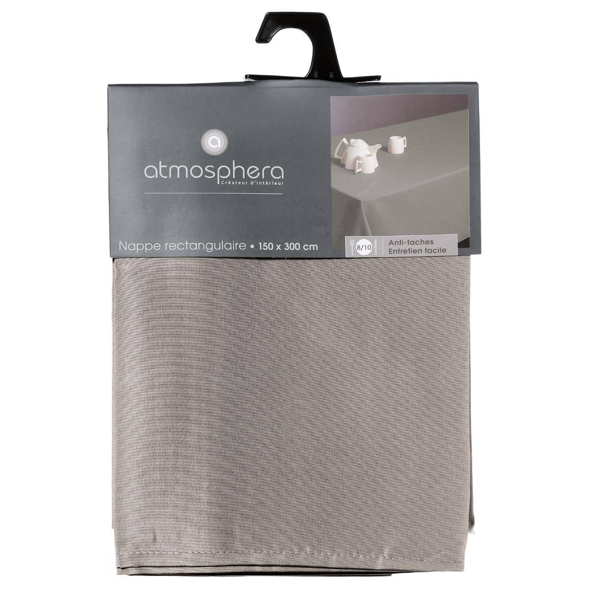 Nappe rectangulaire anti-tâche LALLIE beige lin, ATMOSPHERA