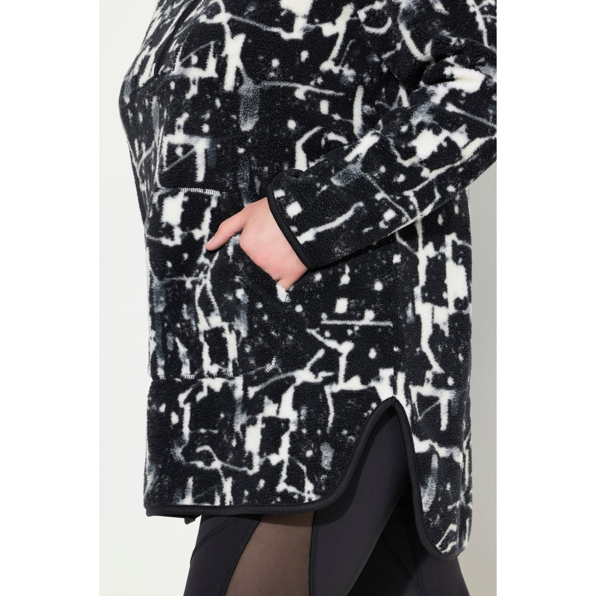 Pull long à capuche et manches longues noir, ULLA POPKEN