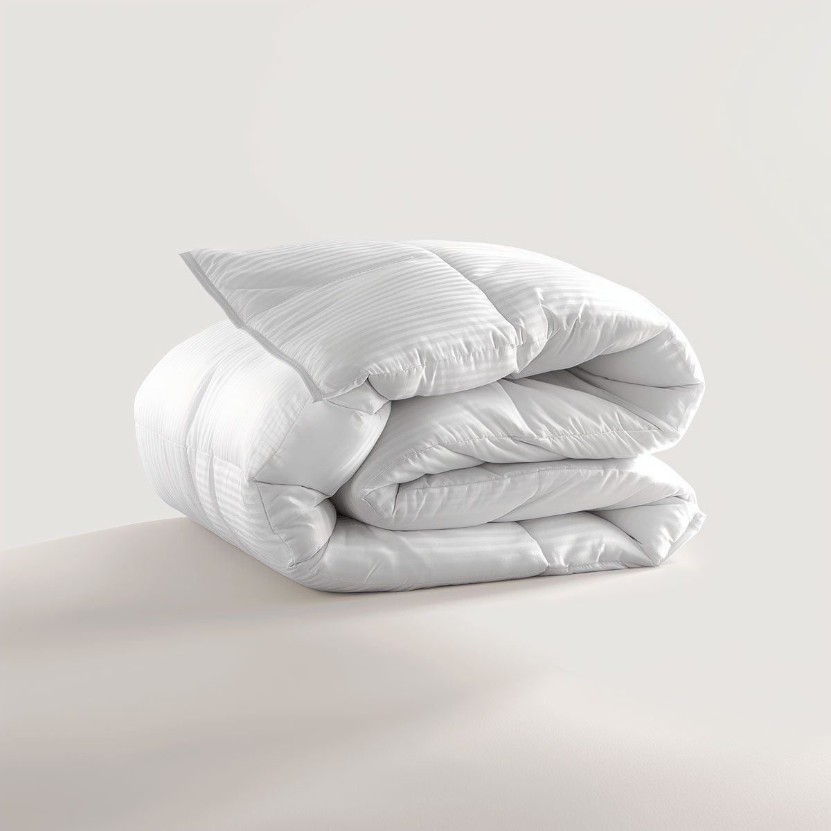 Couette Satin rayé - LEGERE blanc, TOISON D OR