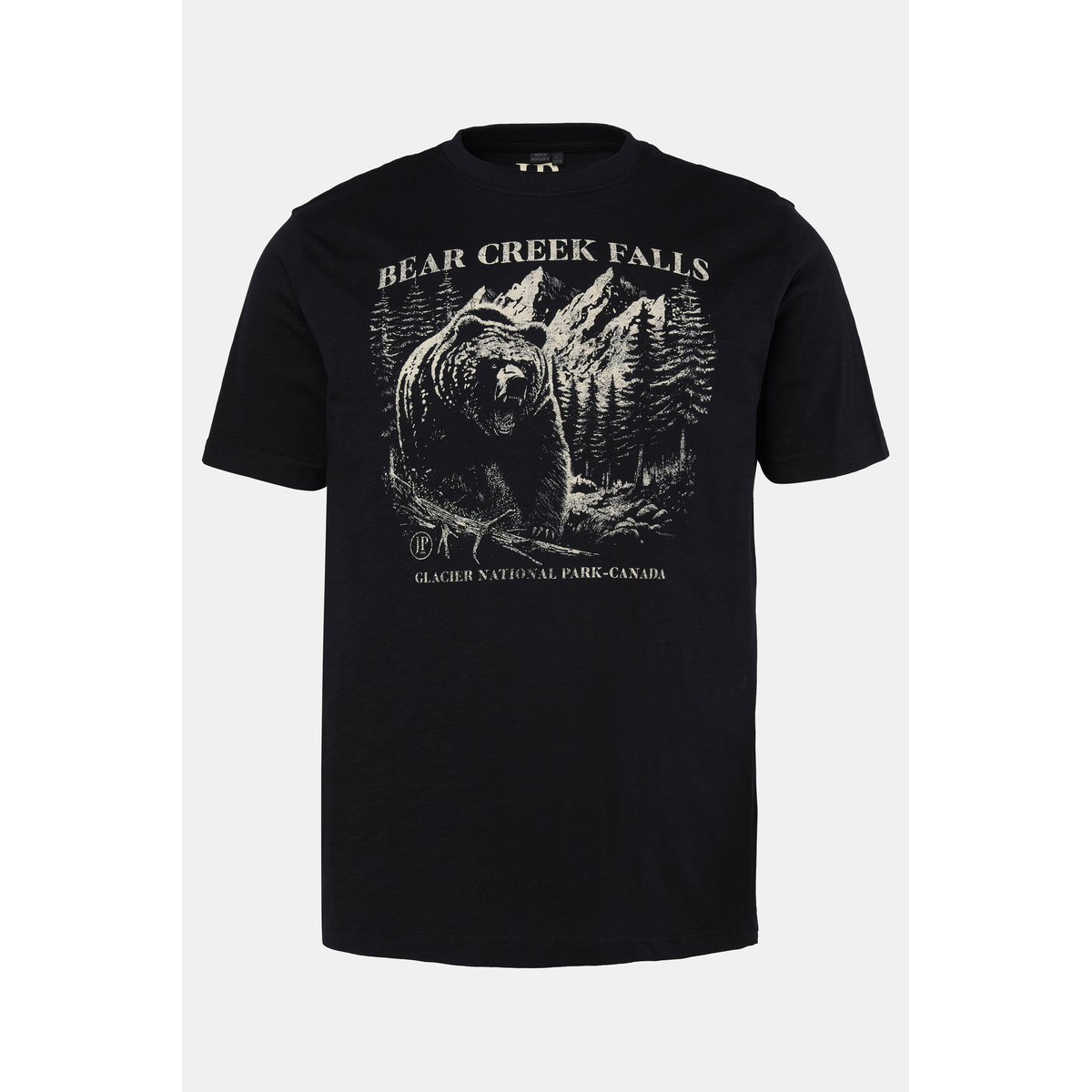 T-shirt, manches courtes et imprimé poitrine noir, JP1880