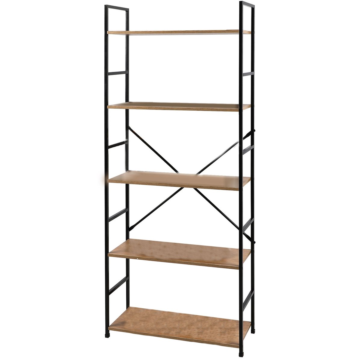 Étagère échelle métal noir et bois 5 étages 58.5x23.5x144cm bois, WADIGA
