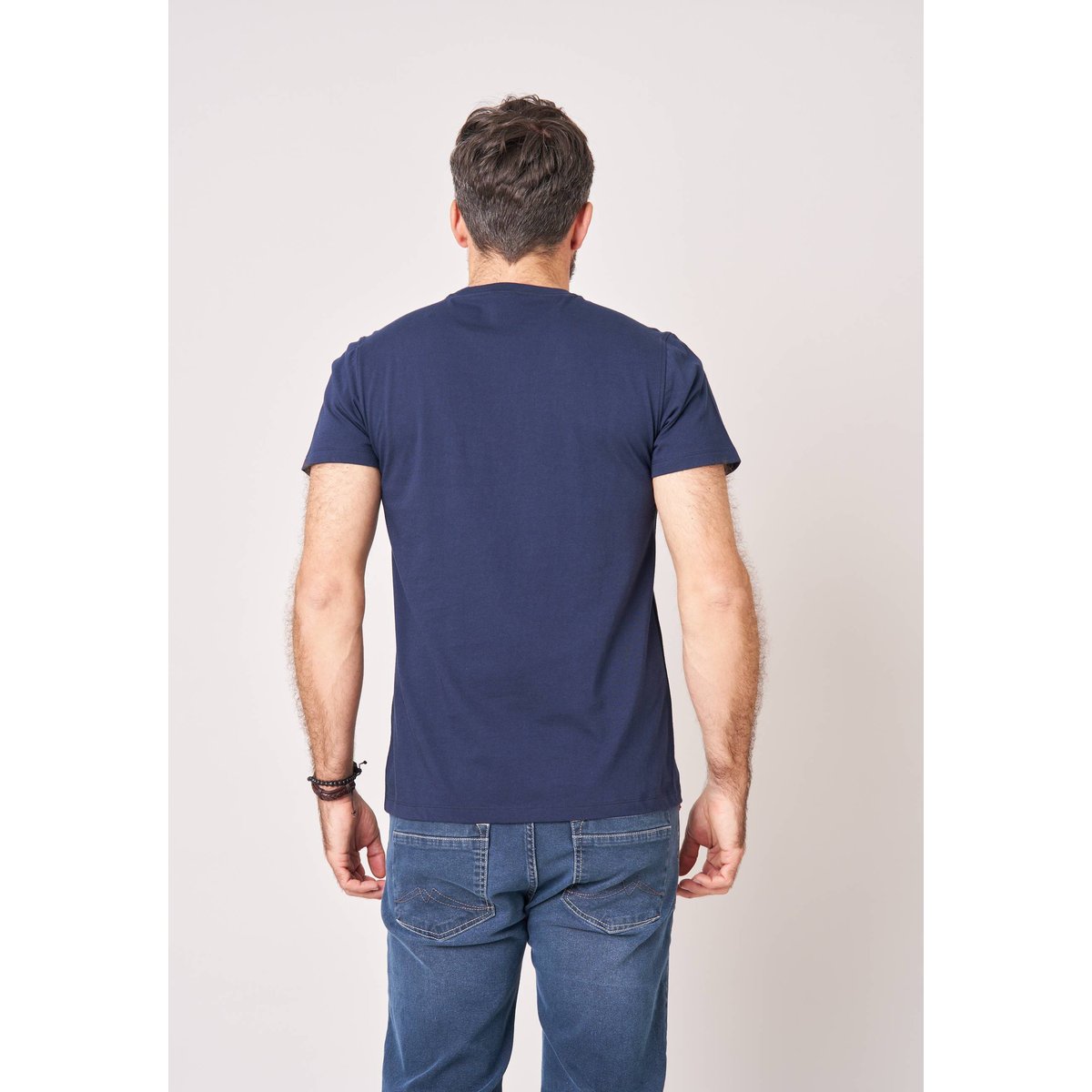 T-shirt regular homme en 100% coton avec imprimé en relief DUSTBORN navy, DEELUXE